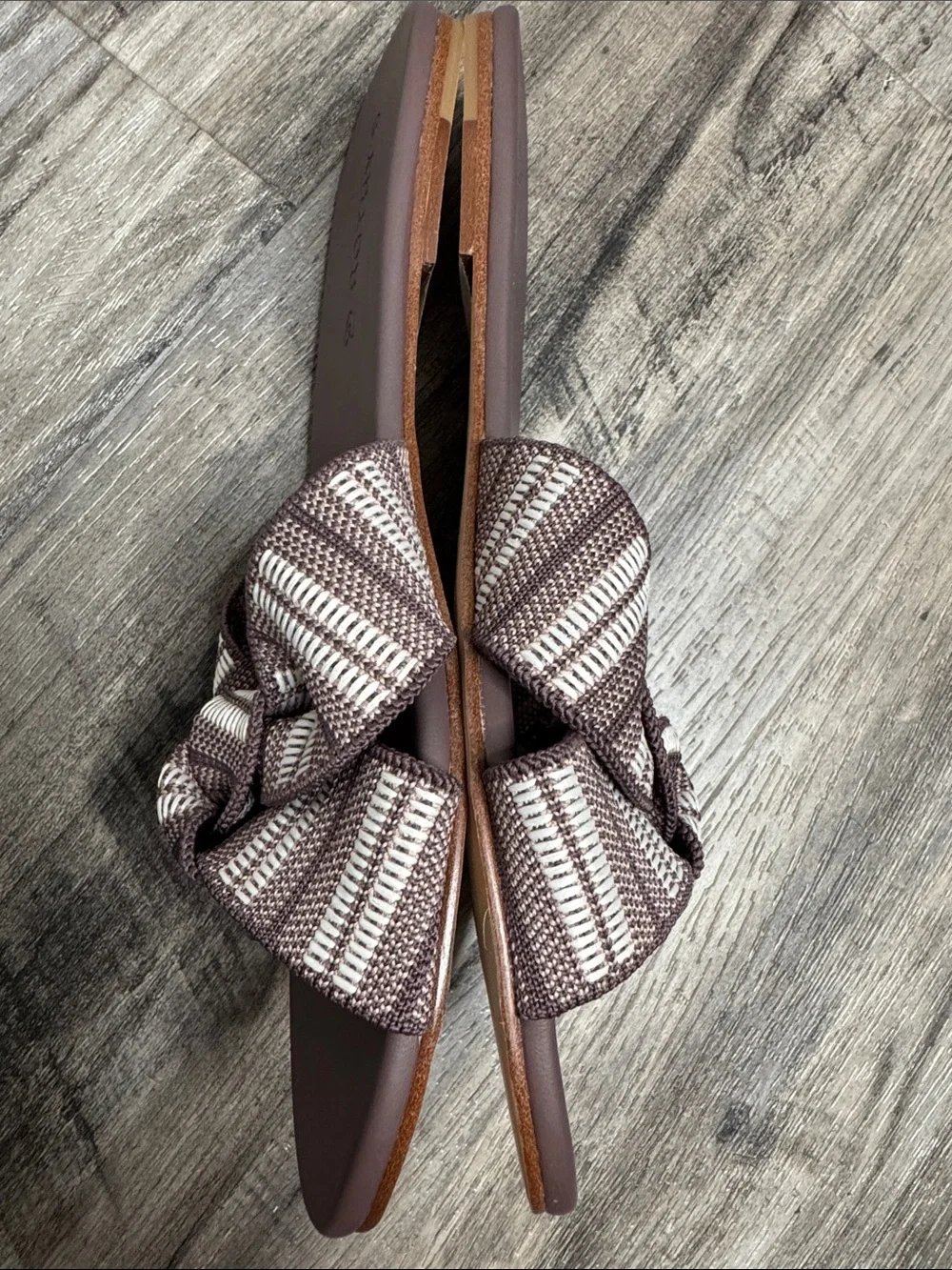 NWOB Rothy’s The Knot Sandals Size 9 Taupe Twist Slides Tie
